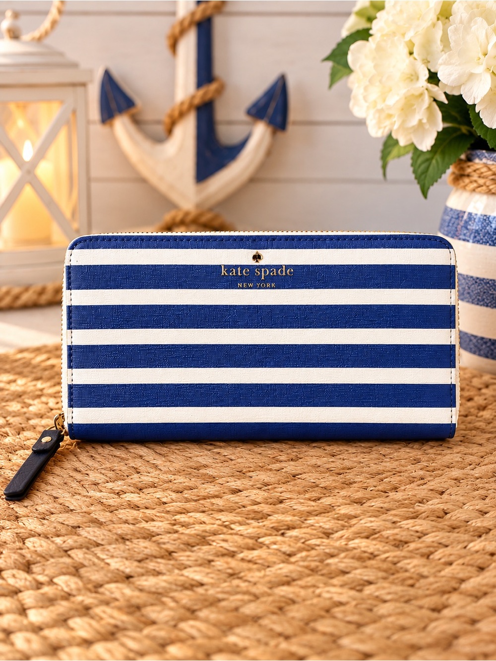 Kate Spade Storybook Cameron York Stripe Large Continental Zip Wallet